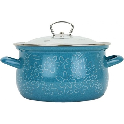 BELIS Smaltovaný hrnec se skl.poklicí FLOWER 18 cm/2,6l