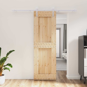 vidaXL Преплъзваща се врата Естествено и бяло 70 x 210 cm (3444957)