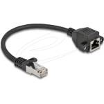 Delock Мрежов кабел удължителен S/FTP RJ45 мъжко към RJ45 женско, Cat. 6A, 25 cm, черен (DELOCK-86998) - xtreme