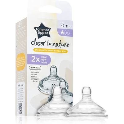 Tommee Tippee Natural Start Anti-Colic Teat биберон за шише Slow Flow 0m+ 2 бр