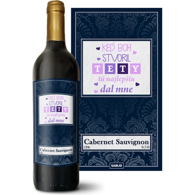 Sablio Keď Boh stvoril tety Cabernet Sauvignon Červené víno 12 % 0,75 l (holá fľaša)