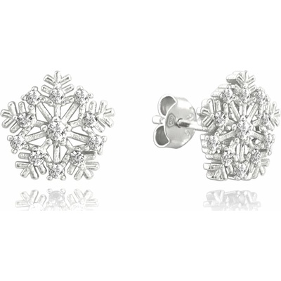 Strieborné náušnice SNOWFLAKES s bielymi zirkónmi Minet JMAS8038SE00