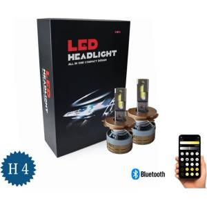  Комплект Smart LED крушки H4 - къси / дълги светлини, Два цвята, CSP Dual Color 3500K - 6500K, Bluetooth приложение, CAN