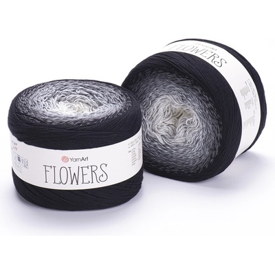 Yarn Art příze Flowers 253 bílá, šedá, černá