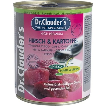 Dr.Clauder's Selected Meat Pro Hair Skin Hirsch Kartoffel - елен и картофи за кученца с проблемна кожа и козина, 3 броя х 400 гр