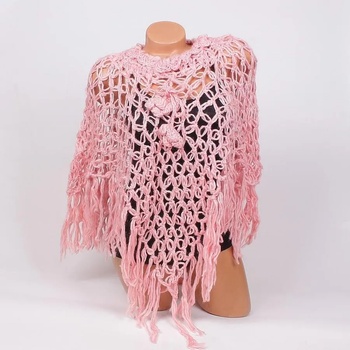 Image 1 of Плетено пончо в розов цвят