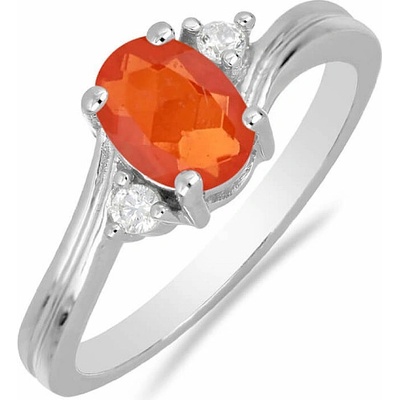 Nefertitis Prsten stříbrný s broušeným oranžovým safírem a zirkony 026295 OS