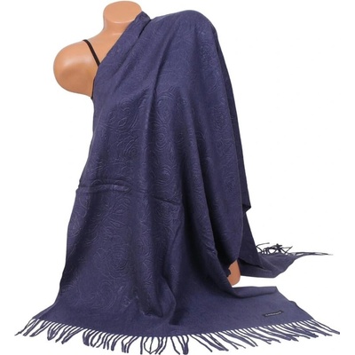 Кашмирен шал в тъмносин цвят с рози