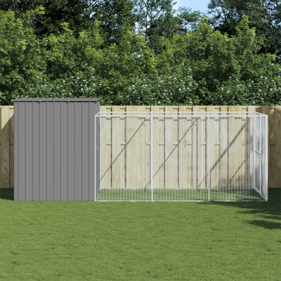vidaXL Psí bouda s výběhem světle šedá 214x457x181 cm pozinkovaná ocel 9799.3189126