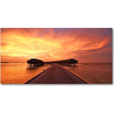 Foto obraz sklenený horizontálny Maledivy bungalovy 100x50 cm