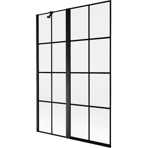 Mexen Mist параван за вана - 2-крилен, ляв 120 x 150 см, черна решетка, черен - 8A9-120-011-70-77-L (8A9-120-011-70-77-L)