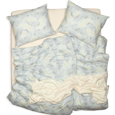 SCANquilt Obliečky jersey perie sivá smotanová 140x200 70x90