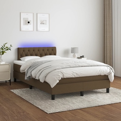 Petrashop 3133384 boxspring postel s matrací a LED tmavě hnědá textil