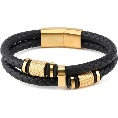 Naky pánský kožený náramek Vincent Gold N9018