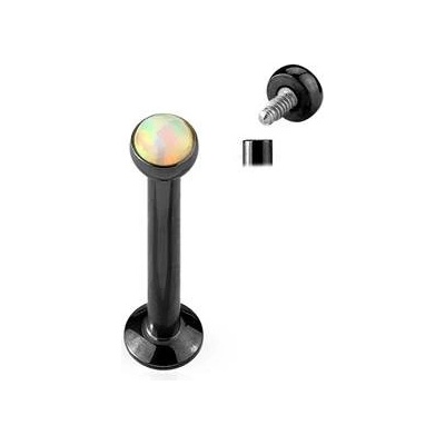 Šperky4U Černý piercing do bradylabreta opál LB1026K-1206