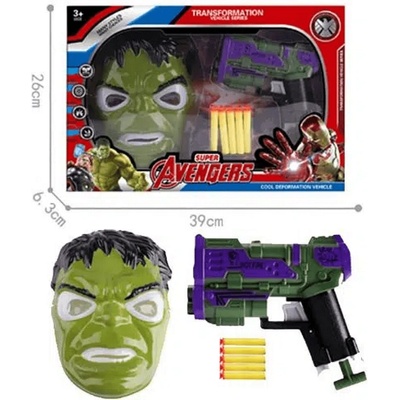 Пистолет с 5 бр. меки стрели с маска на Хълк 564-896