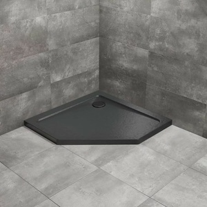 Radaway Петоъгълно душ корито Radaway Doros PT Stone 100x100 см, черен акрил (SDRPT1010-01-54S)