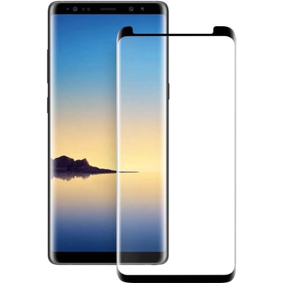 Eiger 3D Glass Case Friendly Curved Tempered Glass - калено стъклено защитно покритие с извити ръбове за целия дисплея на Samsung Galaxy Note 9 (черен-прозрачен)