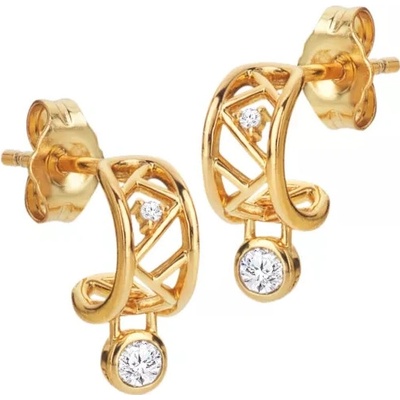 Hot Diamonds Pozlacené stříbrné náušnice HD x Golden Edit Revolve DE850