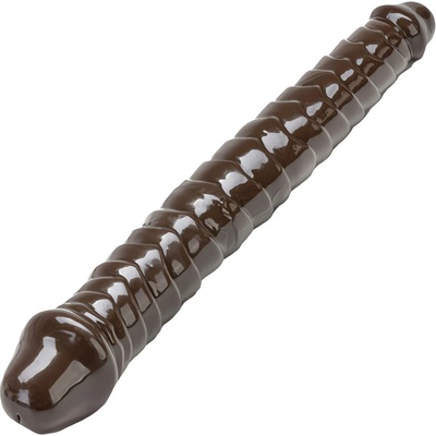 Sensual D46 Oboustranné flexibilní dildo 28 cm hnědé