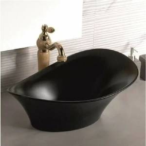 Inter Ceramic Мивка за плот Inter Ceramic Art асиметрична, матово черна, 55 см (877B)