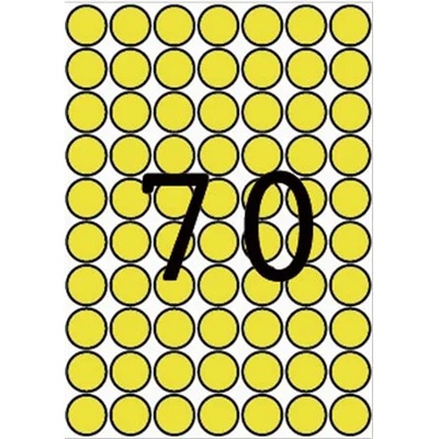 APLI Етикети, кръгли, 19 мм, цветни, a5, apli, жълти, 560 етикета в опаковка 12103 (12103)