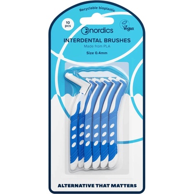 Nordics Интердентални L-образни четки за зъби, 0.4 mm, 10 броя