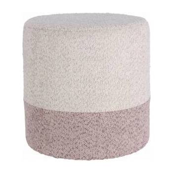 Home Styling Collection Round pouf upholstered in two colours boucle, Ø 35 x 34 cm