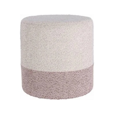 Home Styling Collection Round pouf upholstered in two colours boucle, Ø 35 x 34 cm