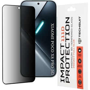 Techsuit Стъклен протектор за Xiaomi Poco X8 Pro - 111D Privacy Full Glue - Techsuit - Черен