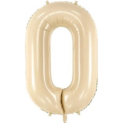PartyDeco Fóliový balón narodeninové číslo 0 béžový 72 cm