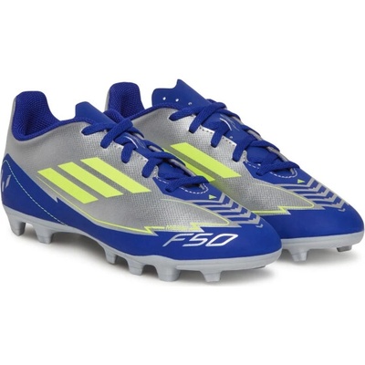 adidas F50 Club Messi K FG silver metallic/solar yellow/lucid blue Šedá
