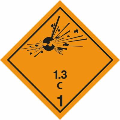 Reoamos Značka ADR č. 1.3C výbušné látky a předměty, magnetická fólie 1,5 mm (25 x 25 cm)