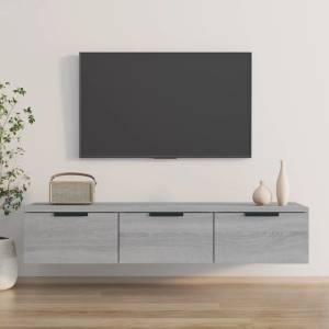 vidaXL Стенен шкаф, сив сонома, 102x30x20 см, инженерно дърво (817097)