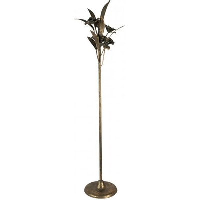 Zlatý kovový svícen ve tvaru květin – 61 cm