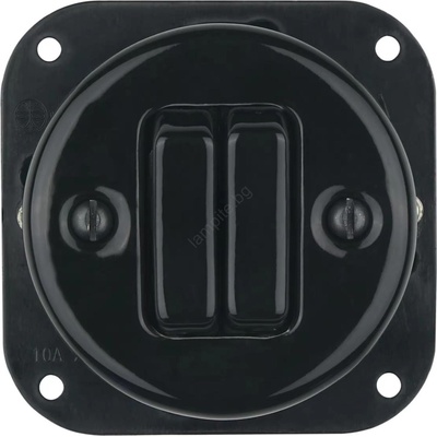 Reblig - Порцеланов ретро двоен ключ без рамка № 6+6 черен (RG0207)