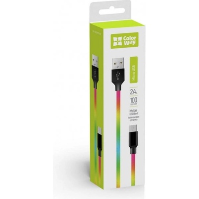 ColorWay Kábel USB MicroUSB multicolor 2.4A 1m CW-CBUM017-MC