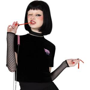 KILLSTAR дамска тениска (топ) KILLSTAR x GLOOMY the Naughty Grizzly - Gloomy Bones - черно - KSRA010695