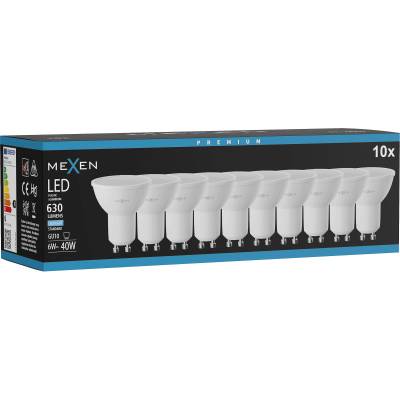 Mexen Nova 10x LED крушка GU10, 6W, Студена - 6500K, 630 lm - L107-GU10-0665-01x10 (L107-GU10-0665-01x10)