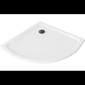 Mexen Flat полукръгъл тънък поддушник 90 x 90 см, бял, черен сифон - 41109090B (41109090B)