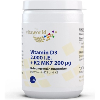 Vita World Витамин D3 50 g + K7 200 g 120 таблетки | Vita World (14444947 VW)