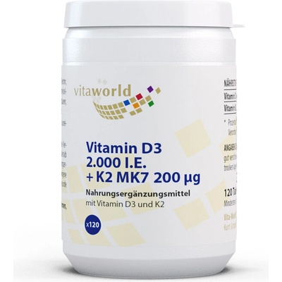 vitaworld Витамин D3 50 g + K7 200 g 120 таблетки | Vita World (14444947 VW)
