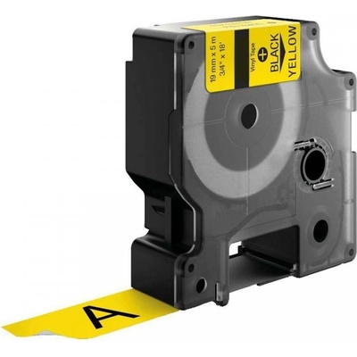 Compatible Съвместима лента с Dymo 18433, 19mm x 5, 5m черен печат / жълт фон, винил (18433)