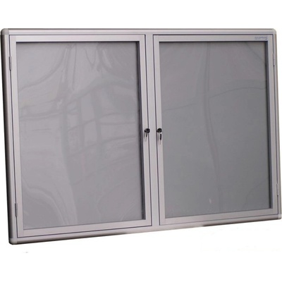 Expoint Závěsná vitrína se zaobleným profilem dělená 2xB2, 1250 x 880 x 30 mm