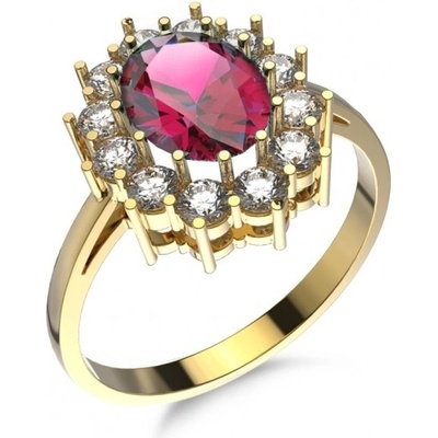 Couple Diana s červeným zirkonem žluté zlato 6850001 0 4