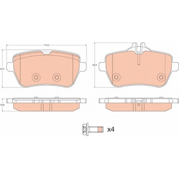Sada brzdových platničiek kotúčovej brzdy TRW GDB2014