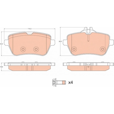 Sada brzdových platničiek kotúčovej brzdy TRW GDB2014