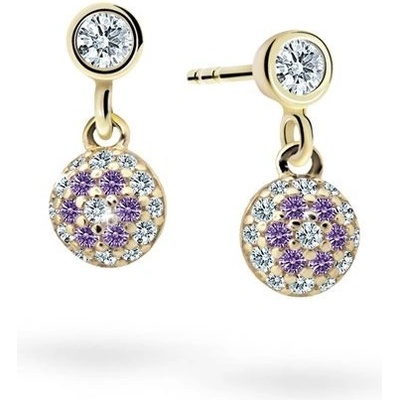 Danfil dětské náušnice C2150 ze žlutého zlata s kamínky Amethyst zapínání balónek