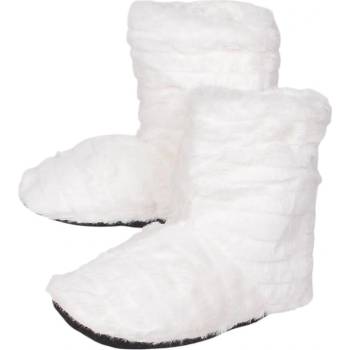 Бели дамски пантофи-боти с райе