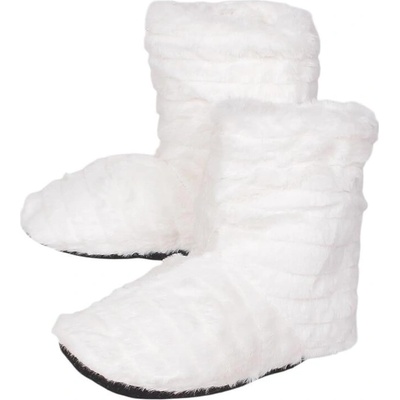 Бели дамски пантофи-боти с райе